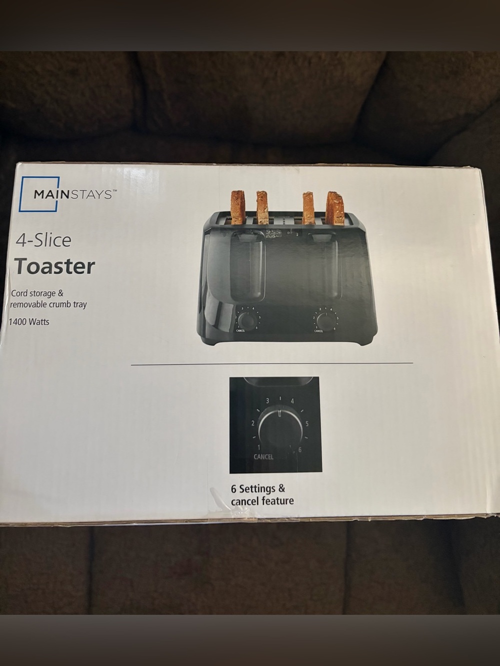 Mainstays Black 4-Slice Toaster with Dual Controls